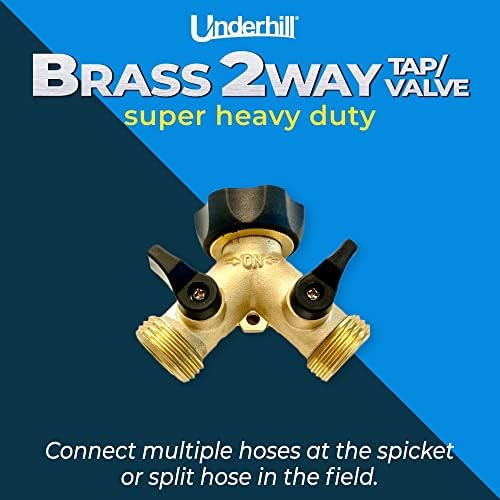 Underhill Outlet Splitter Adapter for Garden Water Hose, 3/4-Inch Hose Thread, Brass 4-Way Heavy-Duty with Shut Off Valve Control, A-HB4 - Image 5