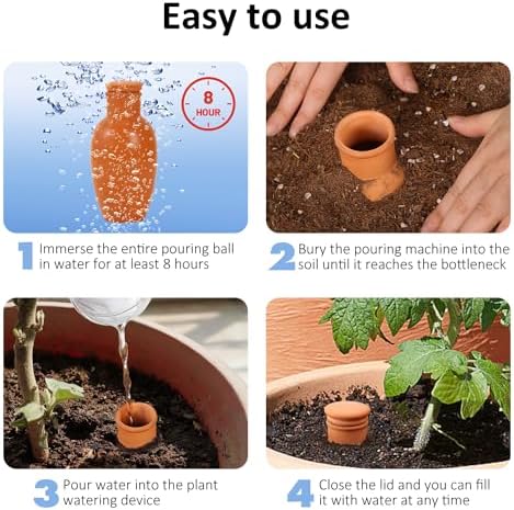 8pcs Ollas Self Watering Terracotta Planter Terra Cotta Clay Watering Spikes for Indoor Outdoor Plants - Large Reservoir Bulbs - Image 5