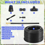 M METERXITY 1-Set Drip Irrigation System, 98Ft 1/2" Hose Garden Watering Misting System with 30pcs 360° Adjustable Copper Nozzles for Greenhouse/Yard/Lawns, Atomizing Watering Accessories - Image 5