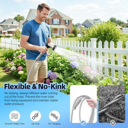 SPECILITE 100ft 304 Stainless Steel Garden Hose with 360° Swivel Handle - Image 3