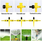360° Rotation Auto Irrigation System Garden Lawn Sprinkler Patio, Sprinkler System Kit for Lawn, Adjustable Garden Yard Lawn Water Sprinkler with 50FT Sprinkler Hose and 6 Quick Connectors (3 PCS) - Image 5