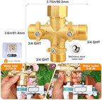 SIGURANTA Garden hose splitter, Brass 3 Way High Flow with Valve 3/4GHT splitter Connector (3 - way flow division 2PCS) - Image 2