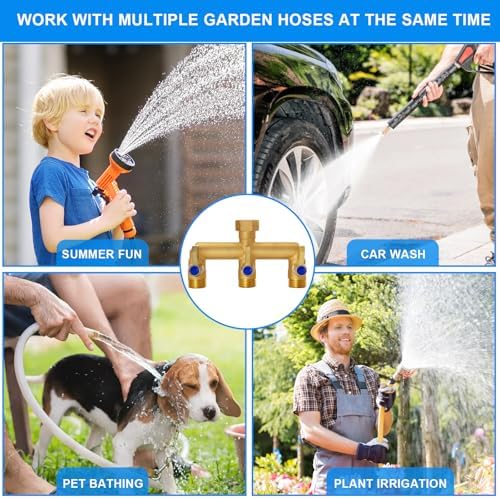Brass Garden Hose Splitter, 3 Way Hose Splitter, Outdoor Hose Splitter, GHT 3/4 In. Female Inlet And 3 Way 3/4 In, (Increase Flow Style) - Image 3