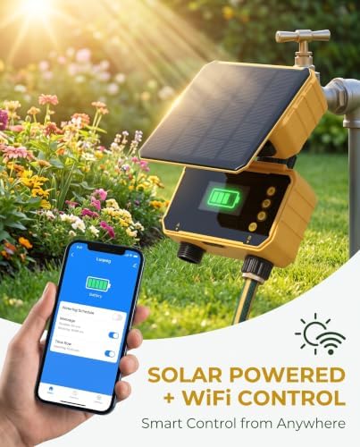 Luqeeg WiFi Sprinkler Timer, Solar Powered Rain Delay App Control 2 Zone Solar Watering System with Accuracy Filter, Sprinkler System | Irrigation Timer for Yard Balcony Garden - Image 2