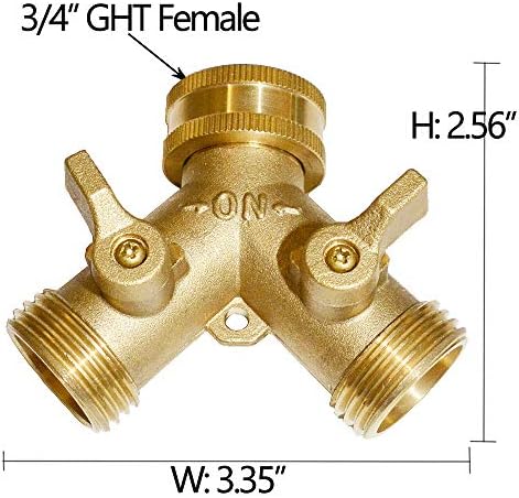 HQMPC Hose Y Splitter 3/4" GHT Garden Hose Valve 2 Way For Garden Lawn Waterring - Brass, 4 Pack - Image 4