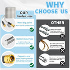 Metal Garden Hose 150FT Heavy Duty Lightweight 304 with Brass Nozzle,Durable Fittings,No Kink & Tangle,Puncture Resistant,Easy to Use & Store for RV,Outdoor, Yard,Ligh (150ft) - Image 3