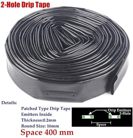 1pcs 16mm 2-Hole Irrigation Drip Tape, for Greenhouse Under Film Irrigation Drip Hose Micro Irrigation System Streamline Soaker Hose 5~50m (Color : Space 400mm, Size : 50meters (164ft)) - Image 2