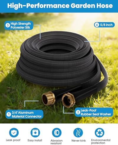 50 FT Garden Hose, Non-Expanding Water Hose, Ultra Flexible, Burst-Resistant, Kink-Free, High-Pressure Garden Hose for Easy All-Weather Use on Lawns, Gardens, and Outdoor Cleaning - Image 2