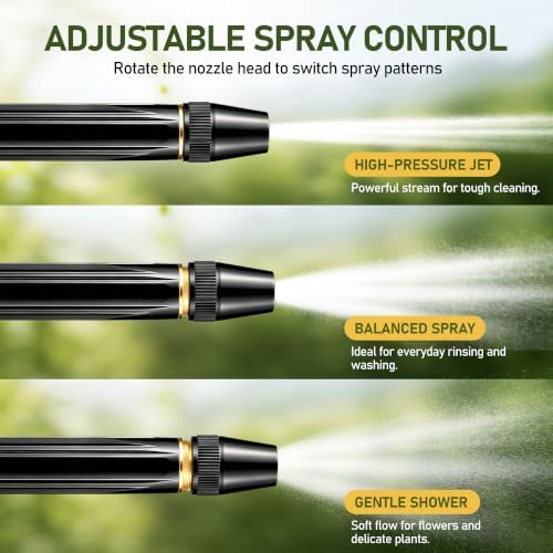 High Pressure Hose Nozzle Metal Fits US Garden Hoses with 3 Spray Modes - Image 5