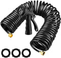 Pangda Expandable Coil Garden Hose 100 ft with Spray Nozzle, Black by Pangda