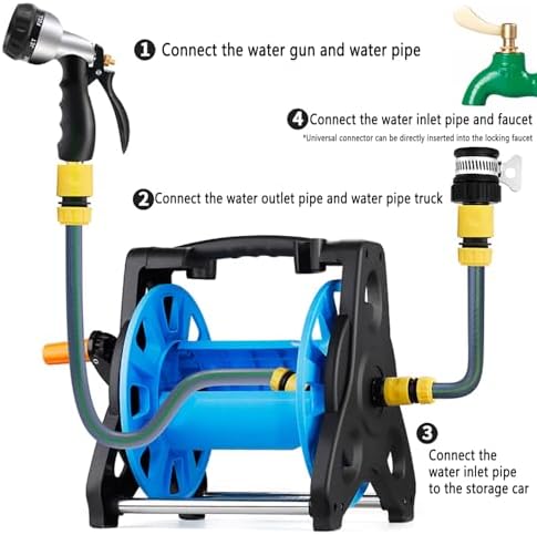 Portable Hose Cart, Wall-mounted Garden Hose Reels High Pressure Water Gun with Thickened Hose and 360° Foldable Hand Handle, Leak-proof Design for Cleaning, Irrigation, Car Wash - Image 6