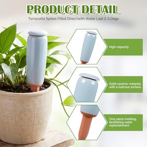LemonRoad 4 Pack Terracotta Watering Spikes Plant Self Watering Globes Devices Large 17.5 oz Potted Plant Waterer Automatic Planter Inserts for Indoor Outdoor Plants - Image 3