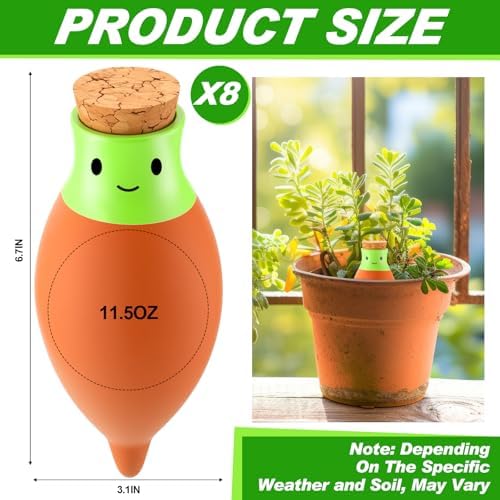 LemonRoad 8 Pcs Self Watering Terracotta Globes 11.5oz Large Ollas Plant Watering Globes Planter Insert Spike Pot Clay Planter Irrigation Device for Outdoor Indoor Easy to Refill Plant Lover Gift - Image 2