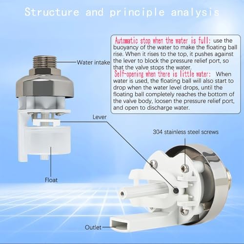 2 Packs Automatic Water Trough Float Valve Water Level Control Float Valves Float Ball For Tank And Pool Auto Shut Off Floating Valves Stainless Steel Home Accessories (3/4",Side Water Inlet) - Image 5