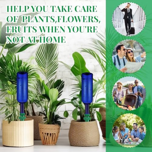SiliFine 8 Set Plant Watering Devices Include Self Watering Spikes and 26 oz Plastic Bottles Plant Waterer Devices with Adjustable Control Valve Switch Indoor Outdoor (Blue) - Image 7
