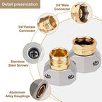 Hose repair kit,（3 Sets）garden hose repair Fittings Aluminum Female and Male With Zinc Clamp Water Hose End Repair Connector Fit 3/4 Inch And 5/8 Inch Garden Hose，garden hose repair kit (Pack of 2) - Image 2