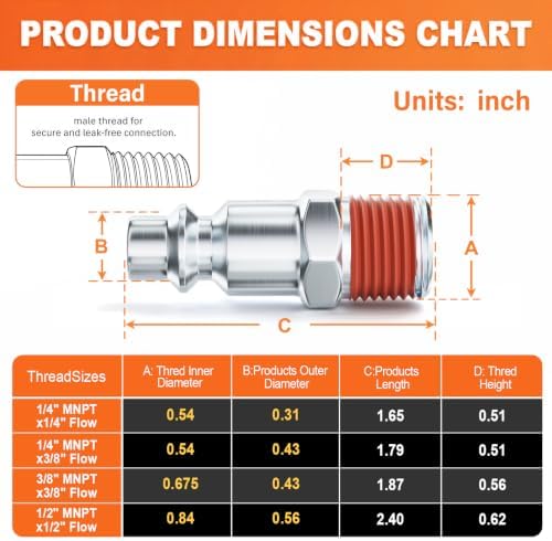 GASHER 3/8 Inch Body Size, M-Type Plug, 3/8 Inch Male Pneumatic Plugs(30-Pack) - Image 2