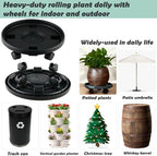 5 Packs Large Plant Caddy with Wheels 13" Rolling Wheeled Plant Stands Heavy-Duty Plastic Flower Pot Roller Base Movers Indoor Outdoor Planter Dolly with Casters Trolley, Black - Image 7