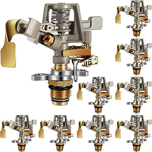 Impact Sprinkler Head Brass Pulsating Sprinkler Lawns Garden Adjustable 360 Degrees Watering Heavy Duty Sprinkler Head with Nozzles for Yard and Grass Irrigation (9 Pieces) by CHENGU