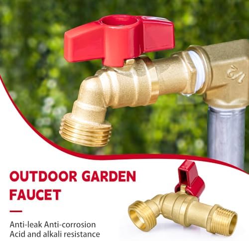 Brass Hose Bib 2PCS, 1/2"x 3/4" Outdoor Water Spigot, Outside Garden Faucet - Image 2