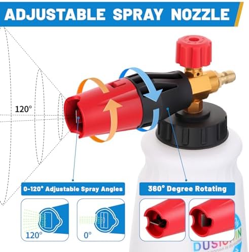 DUSICHIN Foam Cannon Short Pressure Washer Gun 1/4 Inch Quick Connector,Car Wash Foam Gun with 5 Pressure Washer Nozzle Tips 3/8'' Swivel Quick Connector,Additional Orifice Nozzle 1.04mm Car Washing - Image 3