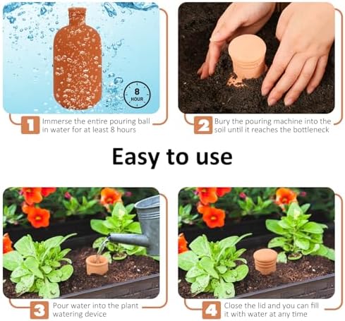 2 pcs Large 10x5in Ollas Terracotta Watering Pots Self Watering Planter Insert 1.8L Terra Cotta Clay Watering Spikes Automatic Plant Watering Devices for Outdoor & Indoor Plants Self-irrigate - Image 6
