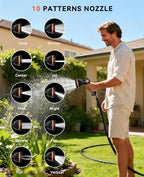 SUNPOW Retractable Garden Hose Reel - 1/2 inch x 85ft Heavy Duty Wall Mounted Hose Reel with 3/4 inch Brass Fitting & 10 Sprayer Nozzle - Any Length Lock, Auto Rewind System, 180°Swivel Bracket- Grey - Image 5