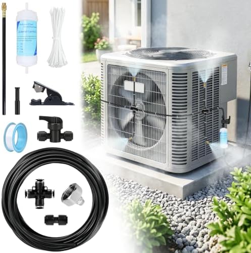 Air Conditioner Evaporative Cooling Kit, AC Condenser Misting System with Water Filter and Pipe Cutter, Cooling System for Residential Sun-Exposed Condensers & High-Temperature Climate Homes by Unknown