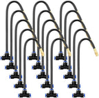 Zonon 15 Pcs Brass Misting Nozzles Tee with 16" Built in Hose for 0.32"/8 mm Tubing 360 Degree Rotation Adjustable Water Mister Nozzle Thread Sprayer Misting Part Accessories for Patio Outdoor Cooling by Zonon