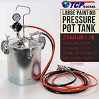 TCP Global Pressure 2.5 Gallon Pressure Pot Tank Paint Spray Gun with 1.5 Mm Nozzle and Master Elite 55 High-Performance HVLP Pressure Feed Spray Gun 1.2mm Tip and 25' Air and Fluid Hoses - Image 3