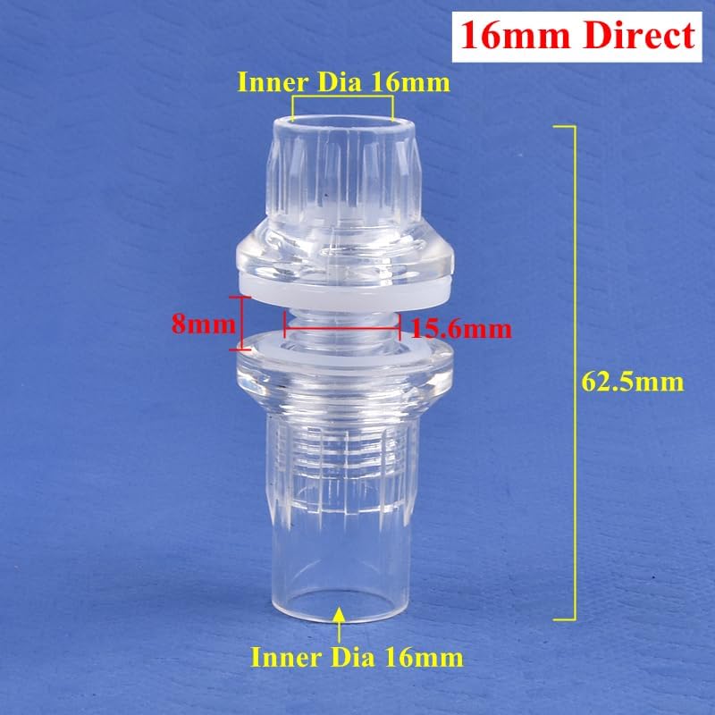Fish Tank Tube Adapter 5pcs 16mm 20mm Fish Tank Garden Irrigation Hose Fittings, Acrylic Inlet Direct and Elbow Fitting, Aquarium Bulkhead Adapter(16x62.5mm) - Image 2