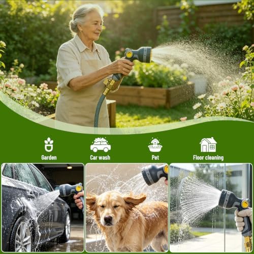 Garden Hose 50 FT, Flexible Water Hose, Ultra Lightweight Non-Expanding Hose with 10‑Function Spray Nozzle, Leak‑Proof & High‑Pressure Resistant for Lawn, Garden, and Auto Cleaning (50 FT) - Image 7