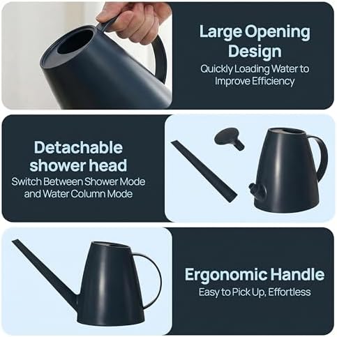 Modern 1.8 Liter Plastic Watering Can with Detachable Spout and Sprinkler Head, Designed for Controlled Pouring and Easy Handling, Blue - Image 5
