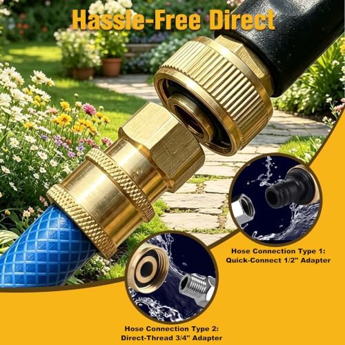 Garden Hose Nozzle High Pressure Washer, Jet Wand with 3 Nozzles (Linear/Columnar/Fan) for Car, Patio & Garden – Garden Hose Easy-Connect High Pressure Washer - Image 7