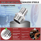 6pcs Stainless Steel Hose Barb Fittings 1" Barb to 1" NPT Male - Image 4