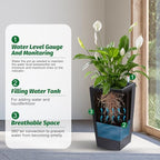 Garvee 16" Tall Planters Set of 2, Outdoor＆Indoor Planter Pots, Black - Image 7
