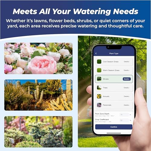 Outdoor Smart Sprinkler Controller 12 Zone, WiFi Automatic Irrigation Timer, Easy-Use App, Flexible Programs, Save Water via Rain, Wind&Freeze Skip, Quick Install, with Alexa - Image 4