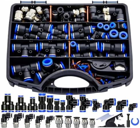 ZTF 124PCS Quick Connect Air Hose Fittings Kit, 1/8",1/4",3/8",1/2" Push to Connect Fittings Air Line Quick Release Fitting Assotment Kit by Professionalfastenerexper