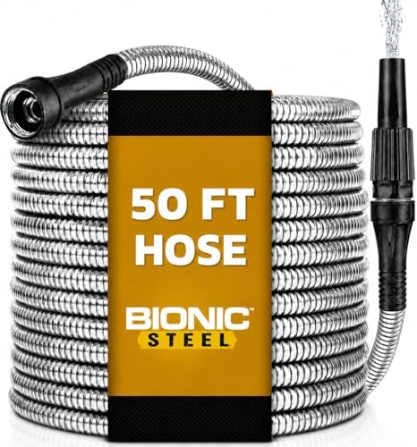 BIONIC STEEL 50 Ft Metal Garden Hose with Sprayer Nozzle by BionicSteelGardenHoses