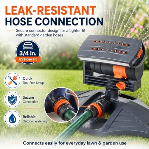 16-Nozzle Oscillating Sprinkler, Adjustable Lawn Water Sprayer with Spray Width and Flow Control, Wide Coverage Garden Watering Tool for Yard, Grass and Plants (Style A) - Image 5