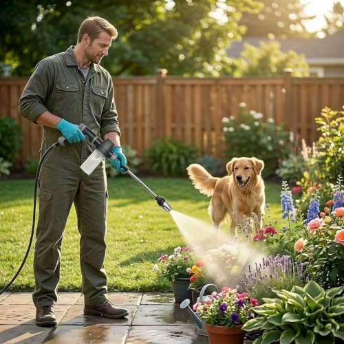 High Pressure Hose Nozzle with 4 Spray Modes, Adjustable Water Spray Gun, Metal Garden Hose Sprayer for Car Wash, Plant Watering, Patio & Outdoor Cleaning (Sprayer Kit with 3 Connectors & Foam Cannon) - Image 4