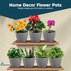 Gray 6-Inch Plant Pots with Drainage & Saucers 24 Pack, Indoor & Outdoor Planters for Houseplants, Herbs, and Flowers, Durable & Weatherproof Material, Stackable, Lightweight, Minimalist Design - Image 4
