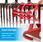 Large Capacity Hose Reel Storage Holder, Wall Mount Freestanding Garden Hose Organizer with Hand Crank, Hook design, Durable Metal Frame for Outdoor Watering Equipment(61x39x53cm) - Image 3
