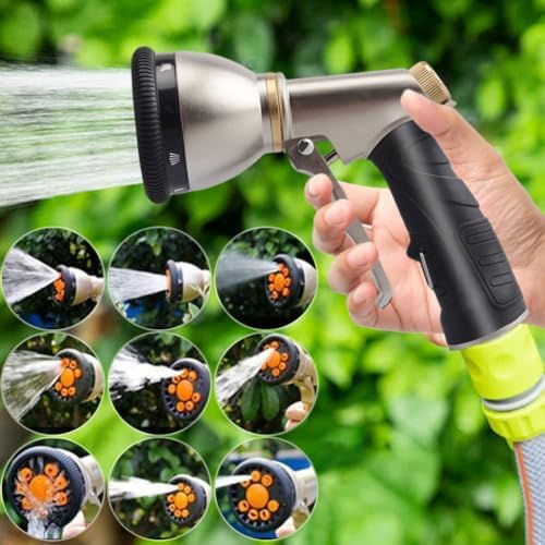 Hose Spray Nozzle 9 Adjustable Modes Heavy Duty Metal Hose Nozzle Slip - Image 5
