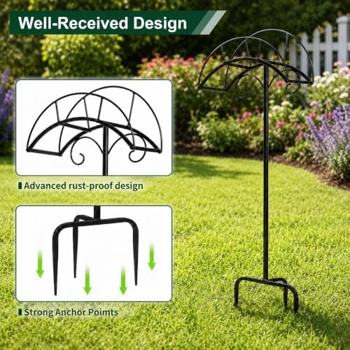 Freestanding Garden Hose Holder Stand – Heavy Duty Hose Hanger Stand, Outdoor Hose Organizer, Water Hose Stand Rack, Hose Butler Storage for Yard Lawn Garden（black） - Image 6