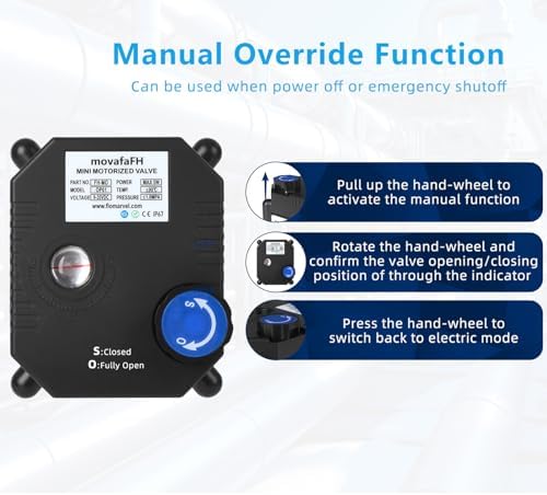 1 inch Motorized Ball Valve - Electrical Ball Valve 9-24V DC, 2 Wire Reverse Polarity, with Full Port, with Manual Override, Stainless Steel, NSF Certified, IP67 - Image 4