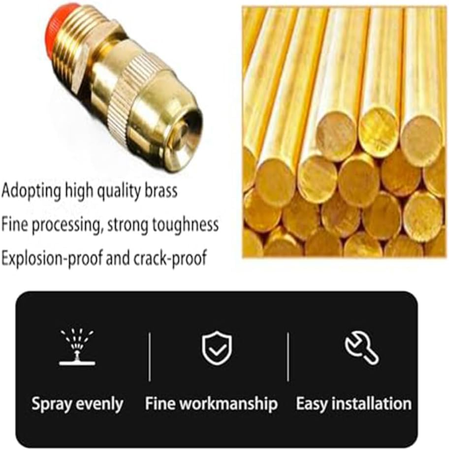 5/10 Pcs Brass Atomizing Nozzles 1/2 Inch High Pressure Nozzles Adjustable Atomization System Nozzles for Outdoor Plants Garden Patio Greenhouse Brass 10pcs - Image 6