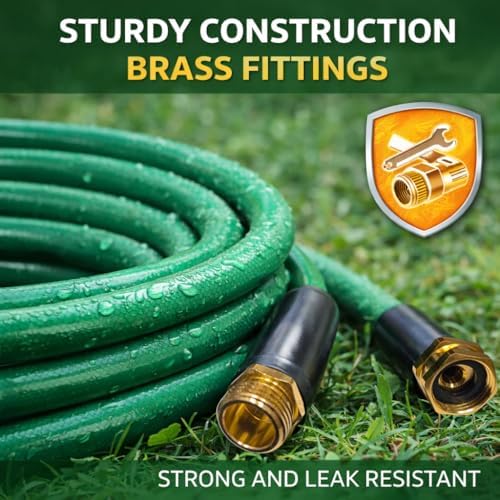 25 ft Kink Free Garden Hose with 10-Pattern Spray Nozzle – Kink Free, UV-Resistant, All-Weather Hose with Brass Fittings, One-Handed Thumb Control & Rubberized Grip - Image 2
