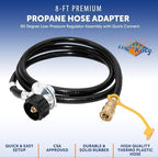 Flame King 90 Degree Low-Pressure Propane Gas Regulator Hose with Quick Connect for RVs, Grills, Heaters, Burners, 8 Feet - LPRH8 - Image 2