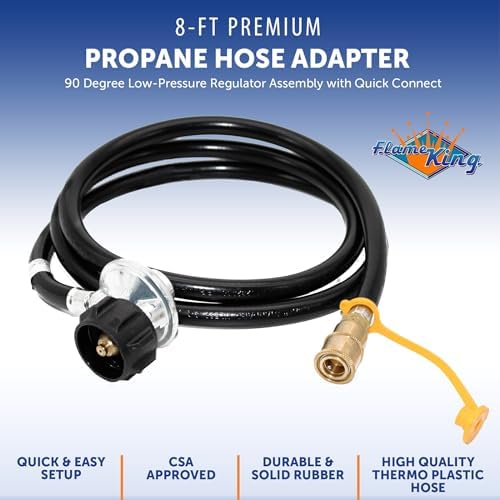 Flame King 90 Degree Low-Pressure Propane Gas Regulator Hose with Quick Connect for RVs, Grills, Heaters, Burners, 8 Feet - LPRH8 - Image 2